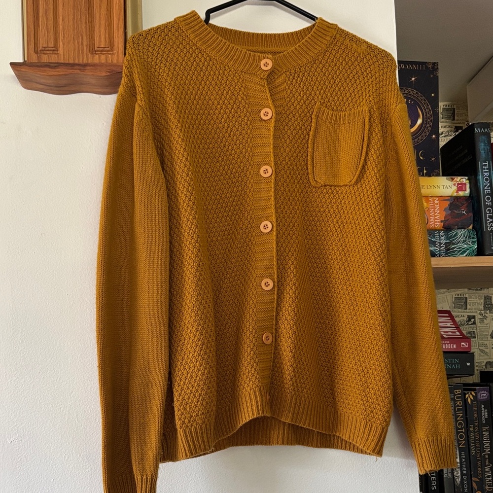Mustard Button-Up Women's Sweater